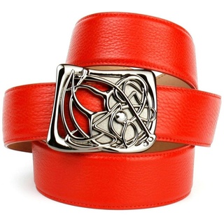 Anthoni Crown Ledergürtel mit Designer-Schließe rot 90