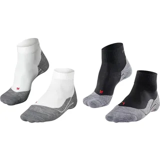 FALKE Herren Laufsocken RU4 Endurance Short M SSO Baumwolle antiblasen 1 Paar & Damen Wandersocken TK5 Wander Short W SSO Wolle antiblasen dünn 1 Paar, Schwarz (Black-Mix 3010), 39-40