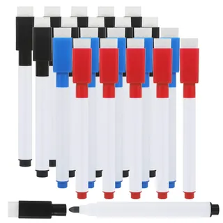 HFDONGL 20 Stück Whiteboard Stifte Whiteboard Marker Abwischbar Whiteboard Marker mit Schwamm Whiteboard Marker Magnetisch für Büro Schule Zuhause (Schwarz, Rot, Blau)