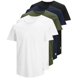 JACK & JONES Noa Kurzarm-T-Shirt 5 Einheiten White / Detail White / Black / Navy / Forest XL