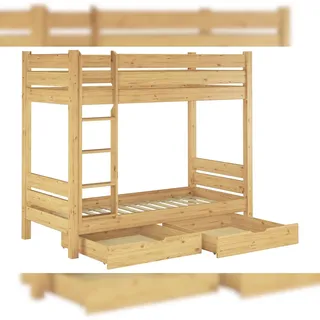 Erst-Holz Etagenbett für Erwachsene Kiefer 90x200 Hochbett teilbar Rollrost Bettkästen 60.16-09 T80S2