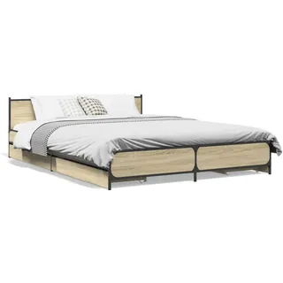 vidaXL Bettgestell mit Schubladen Sonoma-Eiche 120x200cm Holzwerkstoff