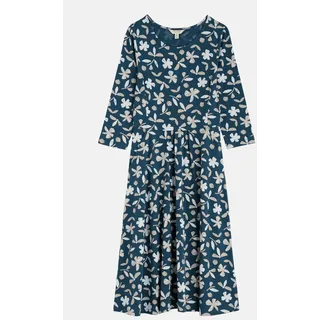 Seasalt Cornwall Kleid April Dress Organic Damen Petrol Beige Blätter und Blüten