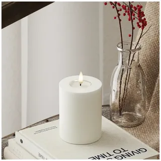 Deluxe Homeart LED Stumpenkerze 10 cm Ø 7,5 cm weiß