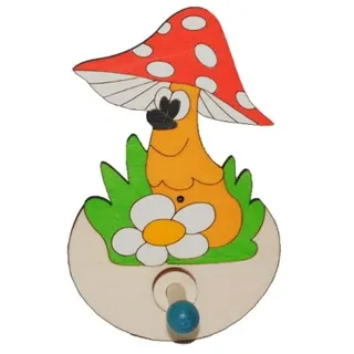 alles-meine.de GmbH Garderobehaken - Pilz gepunktet - Holz Kinder Kinderzimmer Garderobe Wandhaken Kleiderhaken Haken