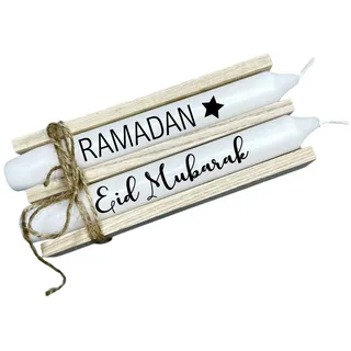 Kerzen mit Spruch | 2er Set Eid Mubarak + Ramadan