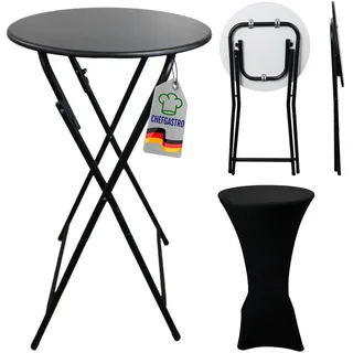 chefgastro Stehtisch klappbar Rund 60 x 110 cm Schwarz