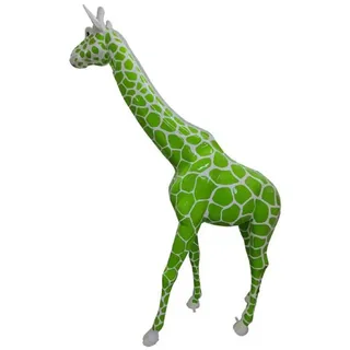 Casa Padrino Luxus Deko Skulptur Giraffe Grün / Grau H. 320 cm - Riesige Gartenskulptur - Lebensgroße Skulptur - XXL Deko Skulptur - XXL Deko Figur - XXL Tierfigur - Luxus Garten Deko