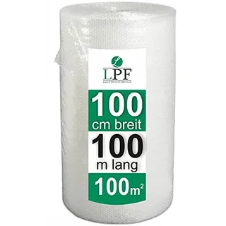 dieLUFTPOLSTERFOLIE Luftpolsterfolie 100cm x 100m Verpackungsfolie Luftpolster Rolle Blisterfolie Noppenfolie Polsterfolie Umzug 1m Knallfolie Polstermaterial Versand Transparent Umzugfolie 100