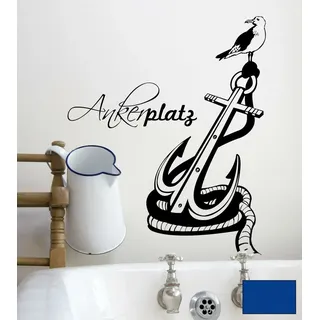 Wandtattoo Ankerplatz Anker maritim zuhause M1472 - ausgewählte Farbe: *Blau* ausgewählte Größe: *M 70cm breit x 100cm hoch