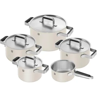 Zwilling Kochtopfset Pure, Weiß, Metall, 5-teilig, 16 cm,20 cm,16 cm, rund, backofengeeignet, kratzfest, hitzebeständige Griffe, Griffe werden nicht heiß, hitzebeständig, optimale Wärmeverteilung,backofengeeignet, Kochen, Töpfe, Topfsets