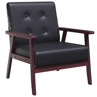 vidaXL Sessel Retro Design Französisch Lehnstuhl Relaxsessel Stuhl Polstersessel Armsessel Loungesessel Fernsehsessel Schwarz Kunstleder