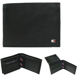 Tommy Hilfiger Geldbörse ETON CC Flap Schwarz BM56927535-990 Herren Geldbeutel Geldtasche Börse Portemonnaies Leder - 13x10x2 cm (B x H x T)