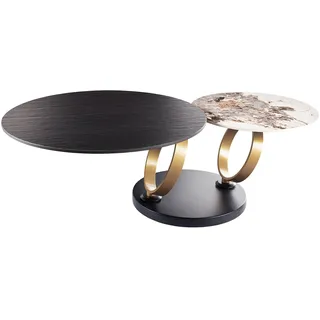 Riess Ambiente Couchtisch Dancing Rings 134cm - schwarz braun - Keramik | Drehbar, als Beistelltisch nutzbar, hochwertig, höhenverstellbare Füße, modernes Design, 20 kg Belastbarkeit