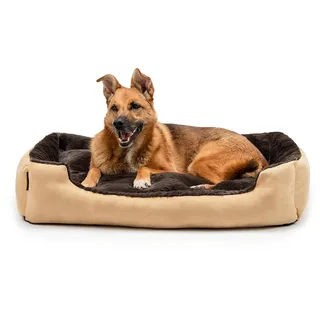 LIONTO Hundekissen mit Wendekissen 90 x 70 cm beige/braun