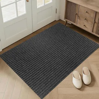 XUCHOU Fußmatte Innen 80 x 80 cm Schmutzfangmatte rutschfest, Waschbar & Wetterfest rutschfeste Schmutzfangmatte für Hund, Eingang, Haustür & Flur, Schwarz