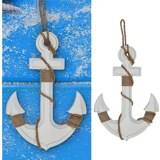 CEPEWA Dekoobjekt Deko Anker mit Tau 32x32x1cm weiß Antikfinish maritim Schiffsanker