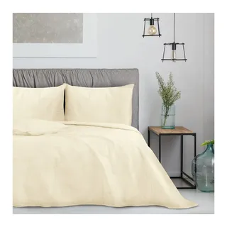 texpot Tagesdecke Bettüberwurf Blättermuster Steppung Samt beige|braun 170 cm x 270 cm