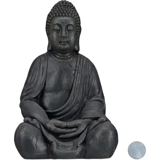 Relaxdays Buddha Figur 50 cm Anthrazit