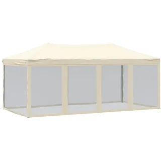 vidaXL Partyzelt Faltbar mit Mesh-Seitenwänden Creme 3x6 m 