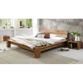 Bett aus Holz Navia - 180x200 cm - Wildeiche natur - Fußhöhe 25 cm