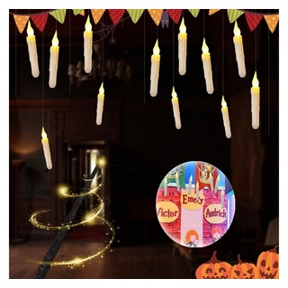 autolock LED-Kerze 12 Stück Fantasy-Schwimmkerzen mit Zauberstab-Fernbedienung, Halloween Weihnachten Dekoration Schwimmende Kerzen,Warmes Licht weiß