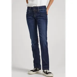 Straight-Jeans PEPE JEANS "GEN" Gr. 29, Länge 34, blau (dark used) Damen Jeans Röhrenjeans in schöner Qualtät mit geradem Bein und Doppel-Knopf-Bund