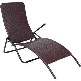 Sonnenliege Klappbar Poly Rattan Brown