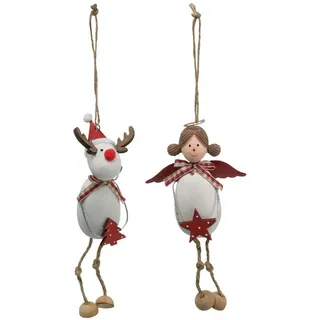 Florists Products Christbaumschmuck Weihnachtsdeko Hängende Figuren Engel & Rentier Holz 20cm Rot, 2 Stück rot