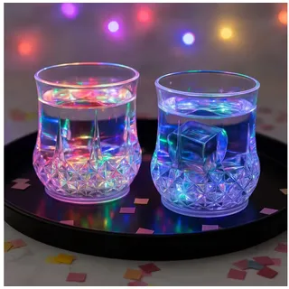 Gravidus Schnapsglas 2er Set bunte LED Trinkgläser mit Farbwechsellicht 210ml Kunststoff, Kunststoff bunt