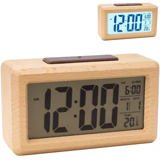 Relaxdays Digitaler Wecker Holz braun