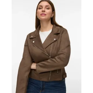 Vero Moda Curve "VMCJOSE SHORT JACKET NOOS CUR", Damen, Gr. 46, braun (chocolate chip), Web, Obermaterial: 90% Polyester, 10% Elasthan, unifarben, kurz, V-Ausschnitt, Jacken