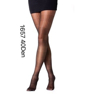 COFI 1453 Leggings Damen Strumpfhose mit Muster 40 Den Durchsichtig Baumwollzwickel L/XL
