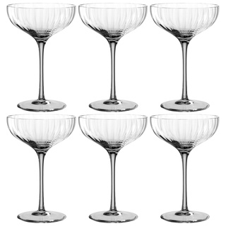 Leonardo Poesia Champagnerschale 6er Set, spülmaschinengeeignete Sektgläser, Champagnergläser, Höhe 16 cm, 260 ml, grau, 022385