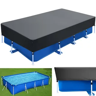 Schwimmbad Abdeckung Rechteckig 450 x 220 cm poolabdeckung Pool Cover | Dicker und Langlebiger Abdeckplane Plane Winddicht Regenfest Staubdicht Für Rectangular Frame Pool