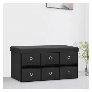 vidaXL Faltbare Sitzbank mit Stauraum Schwarz 76x38x38 cm Leinenoptik