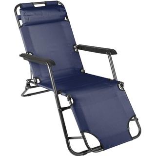 VCM, Liegestuhl, klappbare Sonnenliege Relaxliege Liegestuhl Navy Klappliege Stahl (155 cm)