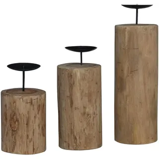 vidaXL Windlicht 3 pcs Holz Braun