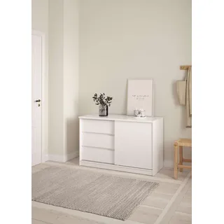 Home affaire Sideboard Naia Aufbewahrung, Schuhkommode, Stauraumkommode, Schuhschrank, Kommode mit 1 Schiebetür und 3 Schubladen, Breite 119 cm, Höhe 76 cm weiß