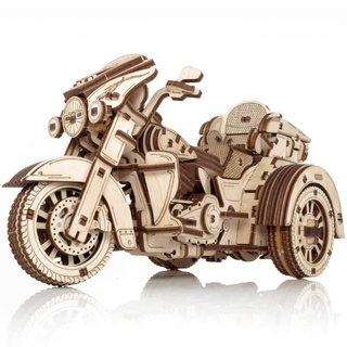 3D Puzzle Motorrad – DIY Motorrad 3D Puzzle Erwachsene & Jugendliche ab 14 Jahren – 3D Holzpuzzle mit Aufziehmechanismus, Gummirädern & beweglichen Teilen – EWA Eco-Wood-Art, 273 Teile