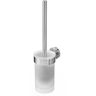 AMARE Luxus Silikon WC-Bürste belüftet mit Wandhalterung Edelstahl/Glas, 37,5 x 11,5 x 9 cm