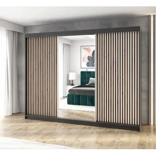 a&j möbelland Schwebetürenschrank FARA 200 x 215 x 59,5 cm Schwarz/Grau