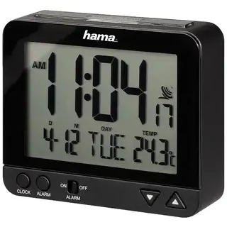 Hama RC 550 Funkwecker Schwarz DCF Nachtlicht Datum Temperatur Snooze 00113966