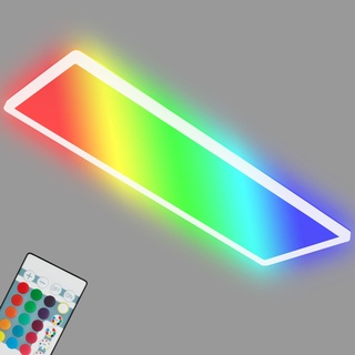 BRILONER Leuchten - Ultraflache Deckenlampe RGBW, LED Deckenleuchte mit Backlight, Neutralweiß, LED Panel, Farbwechsel, Dimmbar, Fernbedienung, Weiß, 7404-016