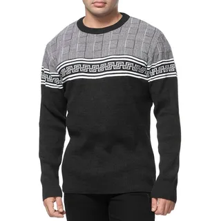 Banco Rundhalspullover Rundhals Basic Pullover Ganzjahrpullover Winter Herbst Frühling schwarz XL