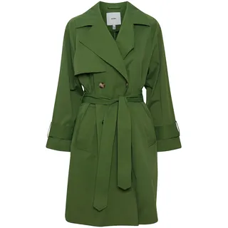 ICHI IHELOVA JA Damen Trenchcoat Jacke Übergangsmantel Trenchcoat Kurzmantel, Größe:38, Farbe:Willow Bough (180119) - 38