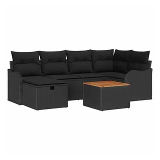 vidaXL Garten-Sofa-Set 7-tlg. Schwarz
