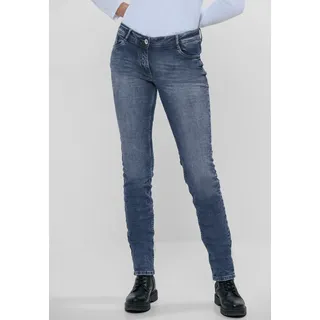 5-Pocket-Jeans CECIL "Scarlett" Gr. 27, Länge 30, blau (mid blue wash) Damen Jeans 5-Pocket-Jeans mit Elasthan und toller Waschung