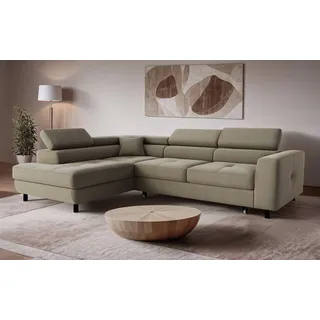 OTTO home Ecksofa AADEN Schlafsofa 254 cm - OTTO. Verlässliche Qualität., mit Bettfunktion, Bettkasten, Kopfstützen, rechts/links bestellbar braun