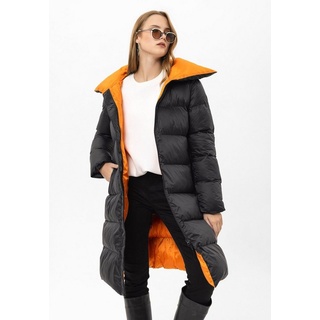 DİMİ Wintermantel Langer Puffermantel mit hohem Kragen orange S